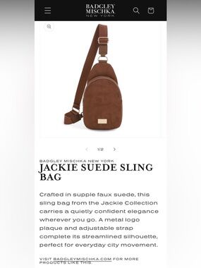 Badgley Mischka : (Jackie) Brown Suede Sling Belt Bag NWT